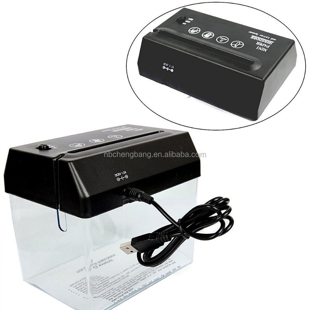 Chengbang mini USB battery strip cut paper shredder with letter opener