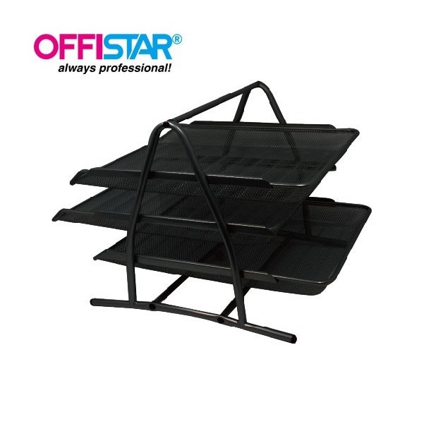 Office metal mesh 3 tier stackable desk file document letter tray organizer 3 layer file tray