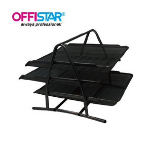 Office metal mesh 3 tier stackable desk file document letter tray organizer 3 layer file tray