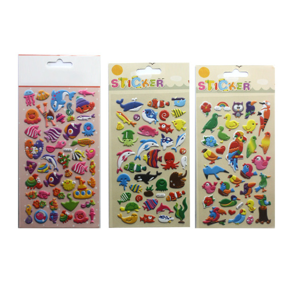 Promotional gift custom print decorative cartoon cute 3d puffy stickers sheet for kids