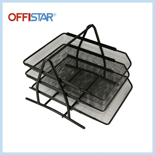 Office metal mesh 3 tier stackable desk file document letter tray organizer 3 layer file tray