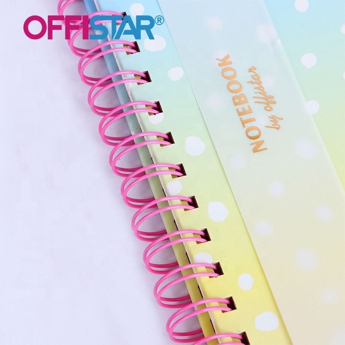 Kawaii Double Spiral Office Students Custom Stationary Notebook A4 B5 With Gradient Colors Cover For Girls Gift