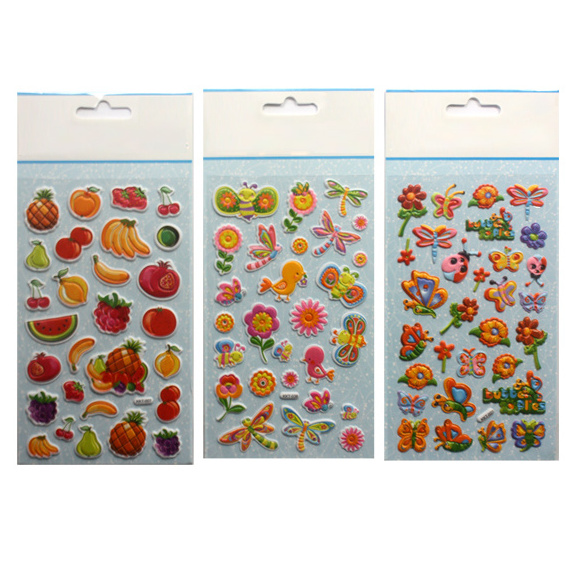 Promotional gift custom print decorative cartoon cute 3d puffy stickers sheet for kids