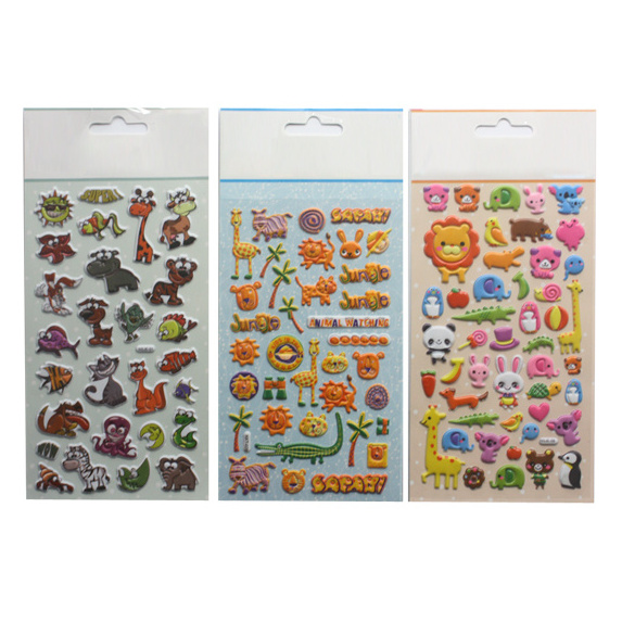 Promotional gift custom print decorative cartoon cute 3d puffy stickers sheet for kids