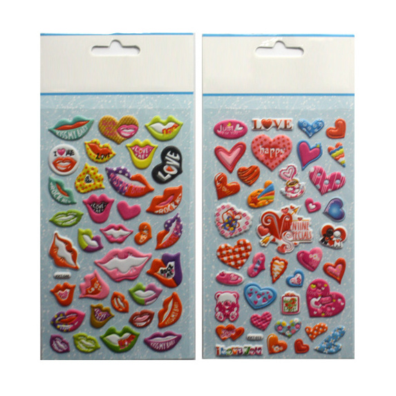 Promotional gift custom print decorative cartoon cute 3d puffy stickers sheet for kids