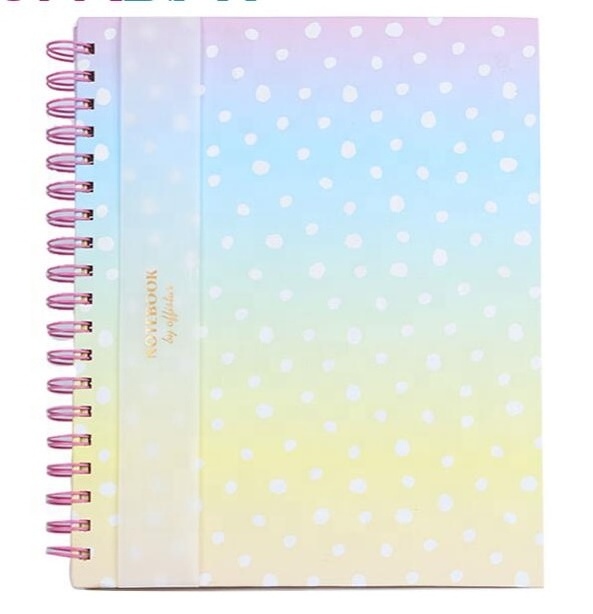 Kawaii Double Spiral Office Students Custom Stationary Notebook A4 B5 With Gradient Colors Cover For Girls Gift