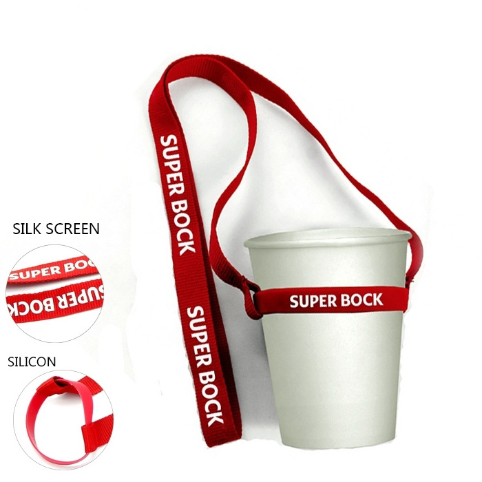 Colorful Sublimation Printing Strap Custom Portable Drink Water Bottle Cup Holder Neck Lanyards