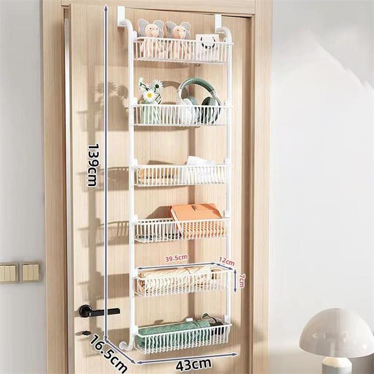 Over the Door Multi-layer Hanging Basket Shelf Wire Organizer Storage Rack Wire Display Rack With Five Baskets