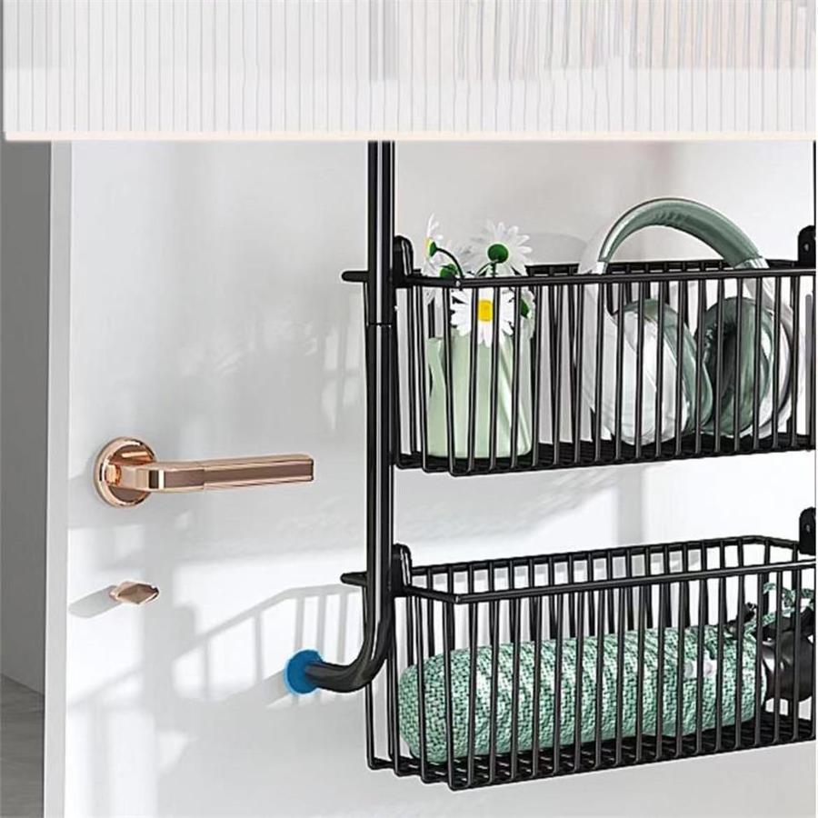 Over the Door Multi-layer Hanging Basket Shelf Wire Organizer Storage Rack Wire Display Rack With Five Baskets