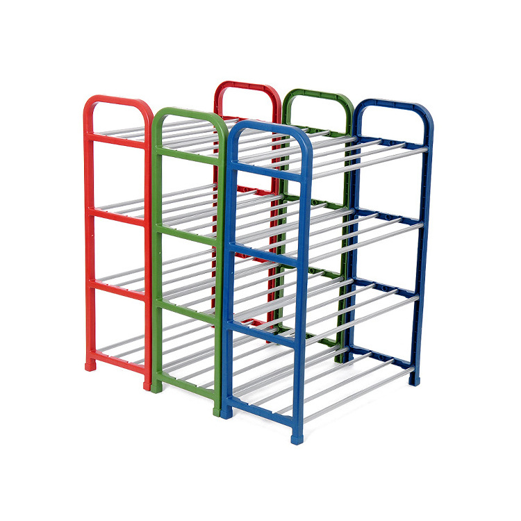 4 Layer plastic stackable shoe rack organizer metal steel shoe rack wholesale