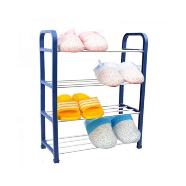 4 Layer plastic stackable shoe rack organizer metal steel shoe rack wholesale