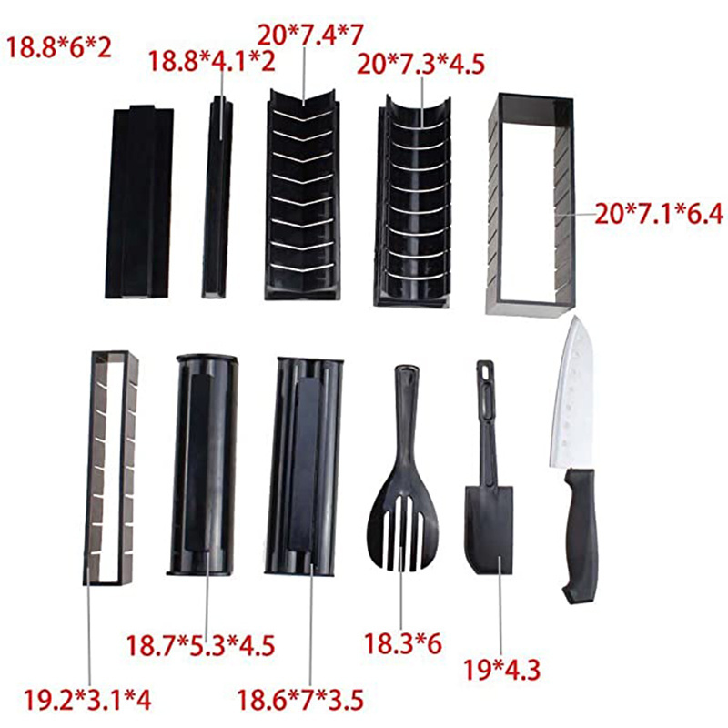 Hot Sale Plastic Manual 5 Sushi Roll Molds Sushi Making Tool Kit Sushi Kit Set Knife Maker Tray