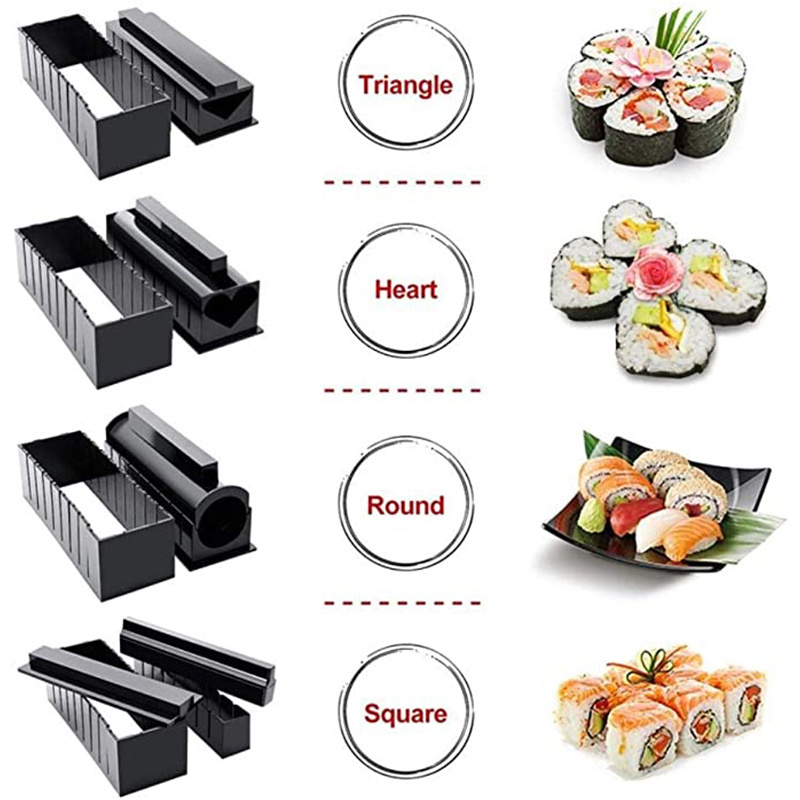 Hot Sale Plastic Manual 5 Sushi Roll Molds Sushi Making Tool Kit Sushi Kit Set Knife Maker Tray