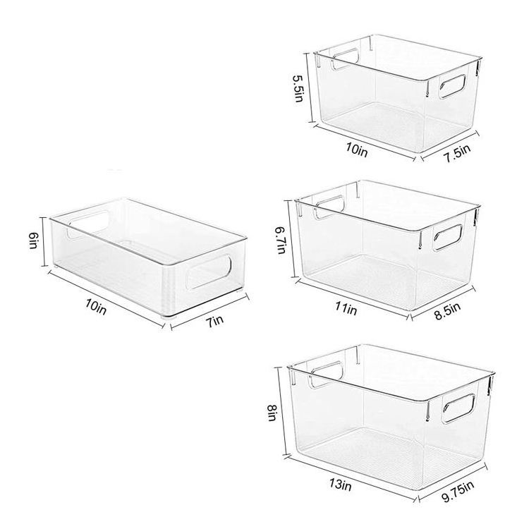 Acrylic Clear Space Plastic Storage Bins Kitchen Pantry Storage Drawers Transparent Fridge Cabinet Refrigerator Organizers Boxes