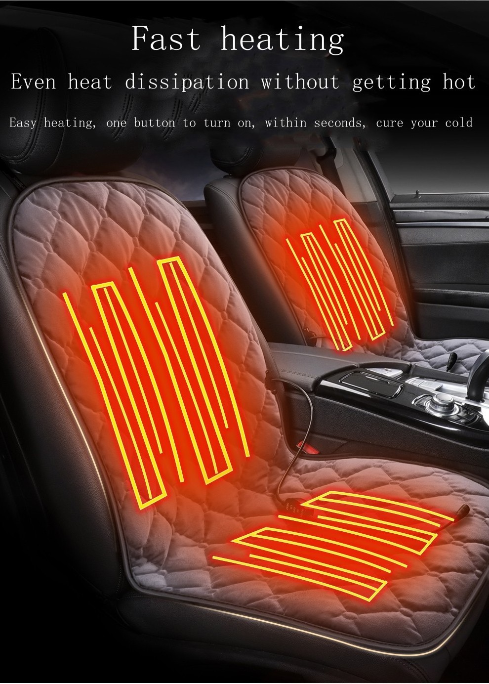 2024Universal 12V Heated Car Seat Cushion  /Cushion Driver Electric Heated Seat /Cushion with Full Back Support