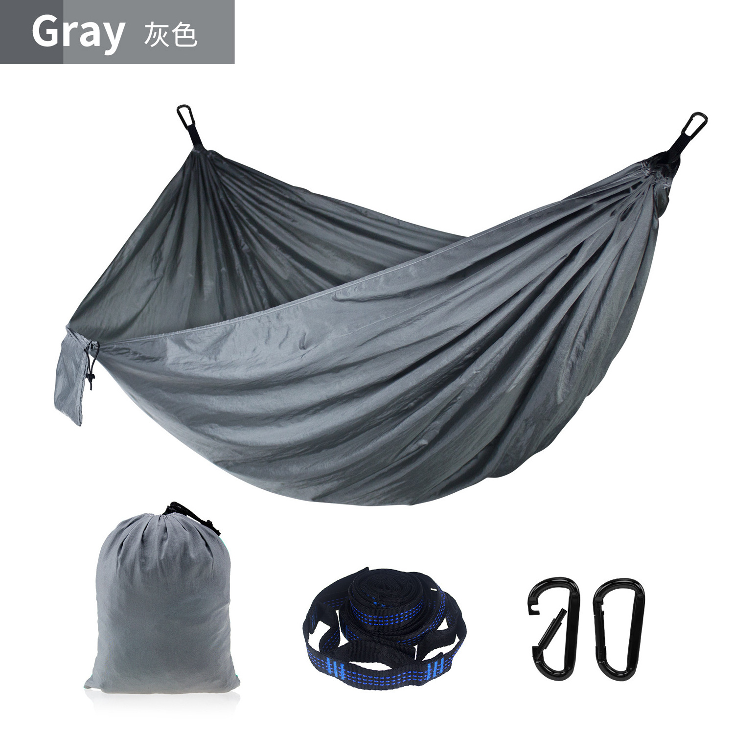 Heavy Duty Outdoor Hammocks, Nylon Parachute Material 330lbs, Portable Carrying Bag with 2 Hanging Straps, Camping, Hiking