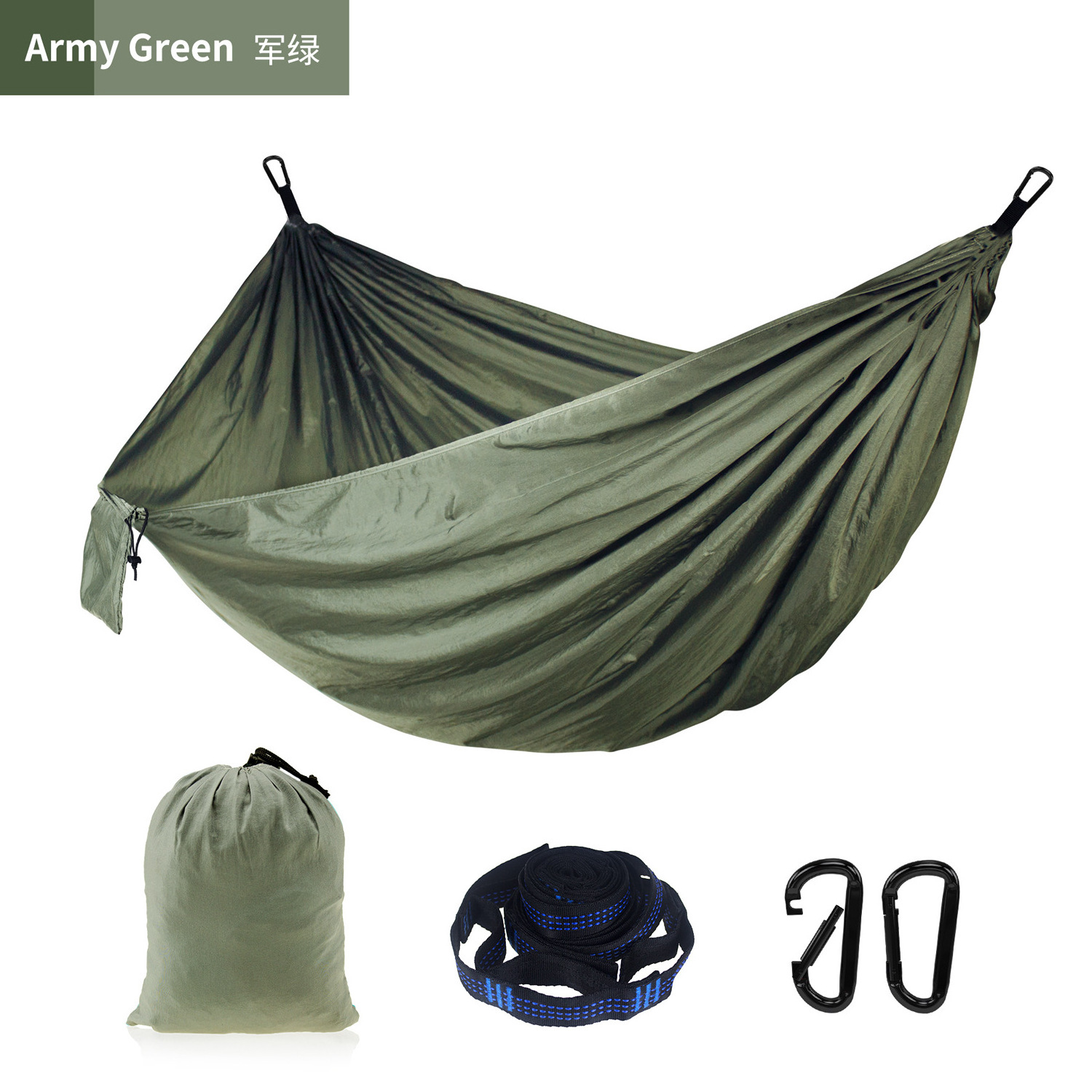 Heavy Duty Outdoor Hammocks, Nylon Parachute Material 330lbs, Portable Carrying Bag with 2 Hanging Straps, Camping, Hiking