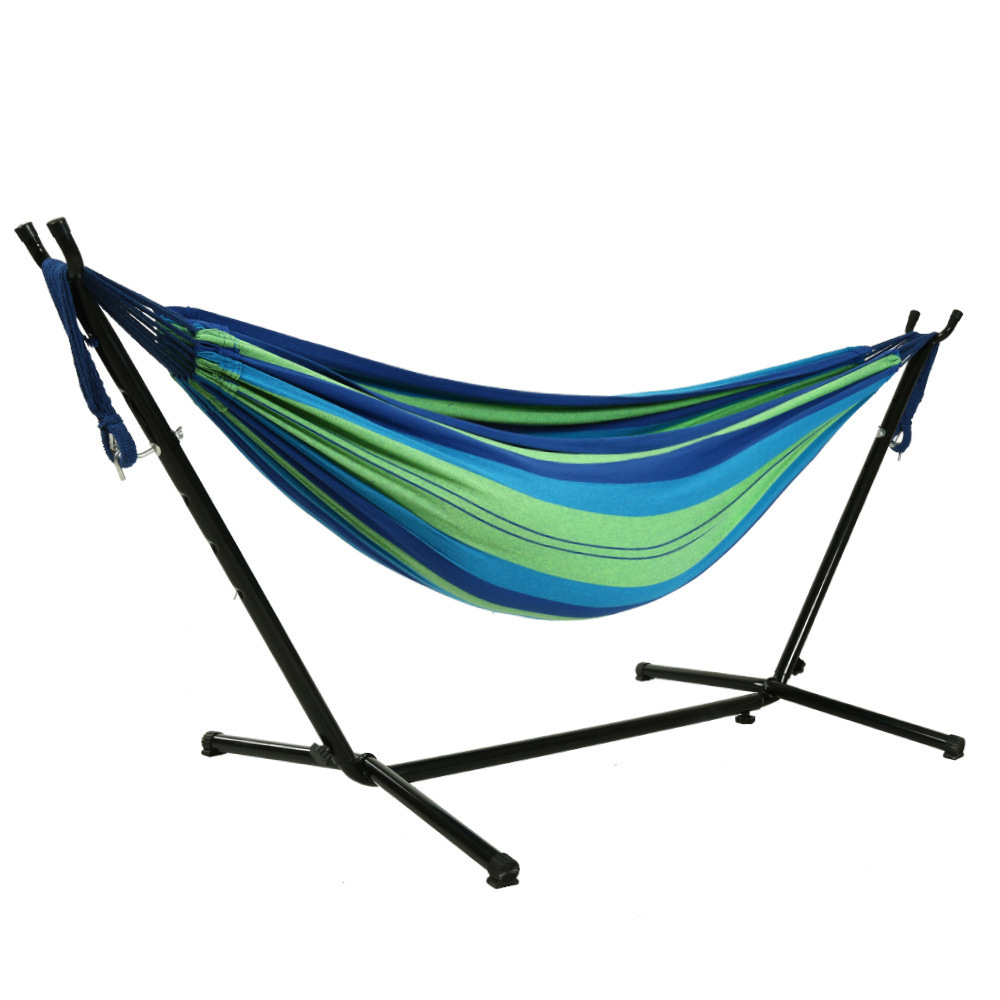 Garden Foldable Double Hammock Stand Adjustable Steel Hammock Stand Portable Cotton Canvas Hammock With Stand