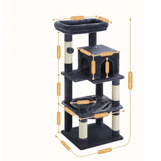 Brand New Product Luxury Cozy Large 13lbs Cat Tree House Condos Wooden Cat Tower for Many Cats