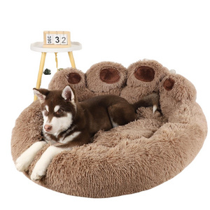 2023 Hot Sale Custom Furry Paw Luxury Pet Bed Waterproof OEM ODM Large Dog Cat Bed for Pets Puppies