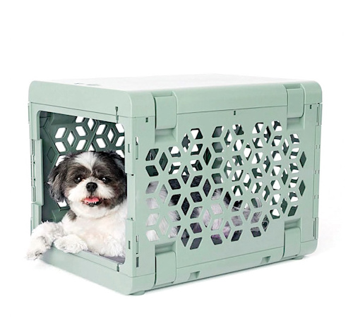 New Trend Safety Light Green Plastic Dog Kennel Modern Collapsible dog travel crate for Small Dogs