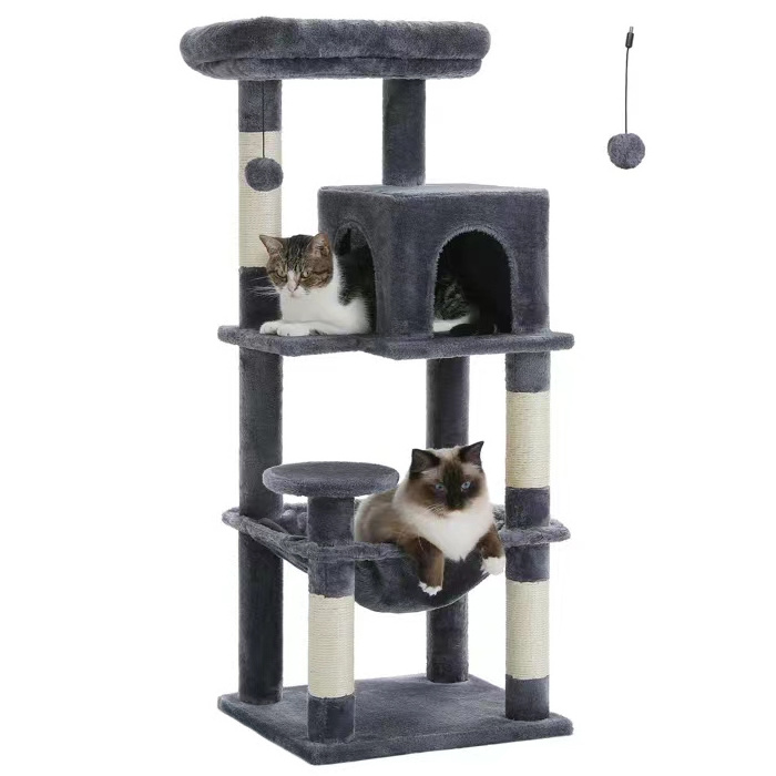 Brand New Product Luxury Cozy Large 13lbs Cat Tree House Condos Wooden Cat Tower for Many Cats