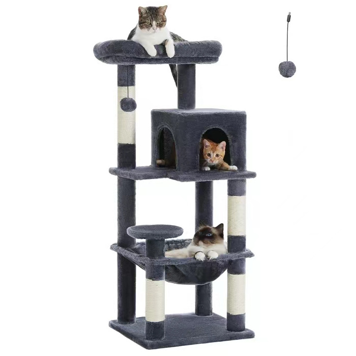 Brand New Product Luxury Cozy Large 13lbs Cat Tree House Condos Wooden Cat Tower for Many Cats