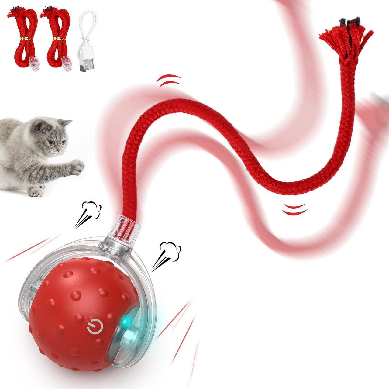 Cat Rolling Ball Bird Chirping Interactive Cats Toys Motion Sensor Cat Toy Balls Random Rolling Pet Kitten Teaser Long Tail Toys