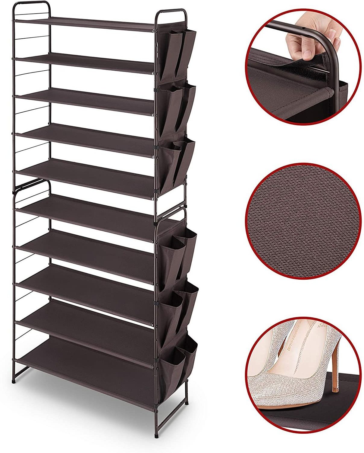 Shoe Rack Storage Organizer 5 Tier Free Standing Metal Shoe Shelf Shoe Organizer for Entryway Closet Bedroom