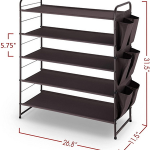 Shoe Rack Storage Organizer 5 Tier Free Standing Metal Shoe Shelf Shoe Organizer for Entryway Closet Bedroom