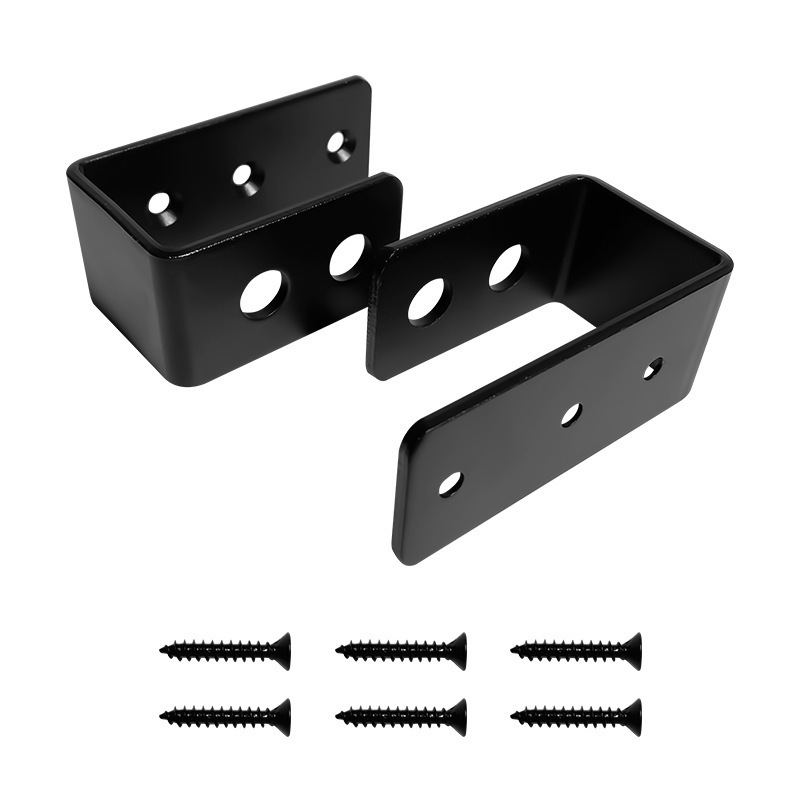 Heavy Duty 2 Pack Door Barricade Brackets Black Steel U Security Door Lock Brackets With Screw