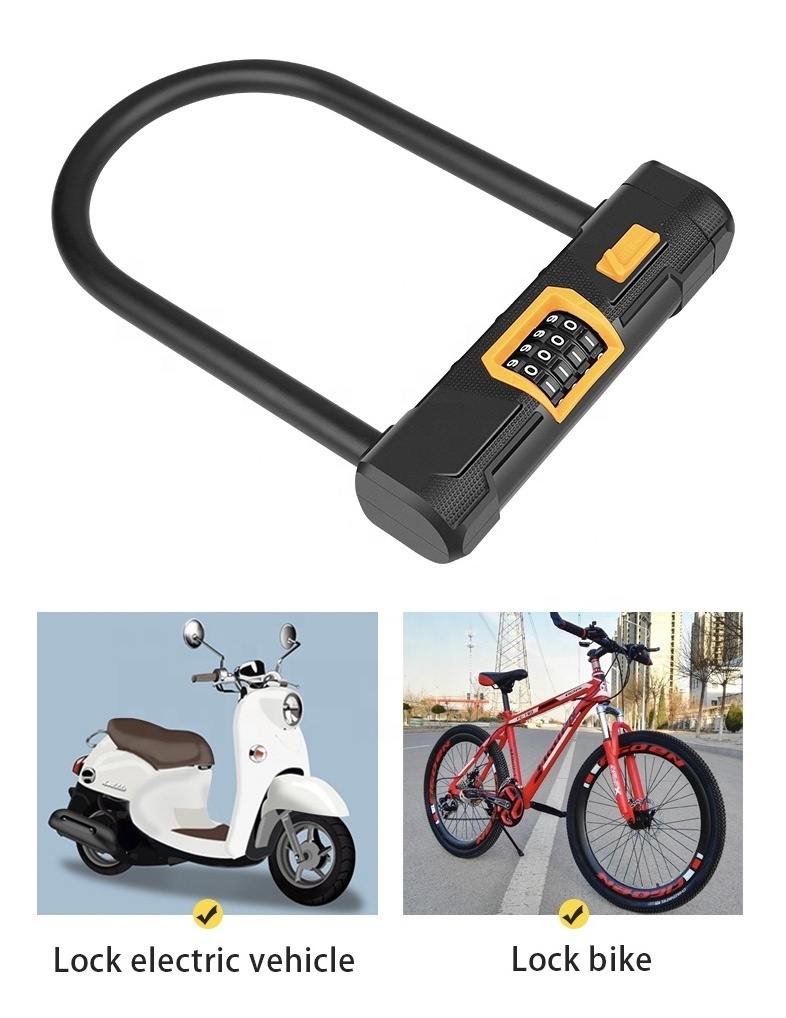 Bicycle Accessories 4-Digit Combination Bike Bicycle U Lock Bike Lock Anti-theft password Safe Bicycle Lock