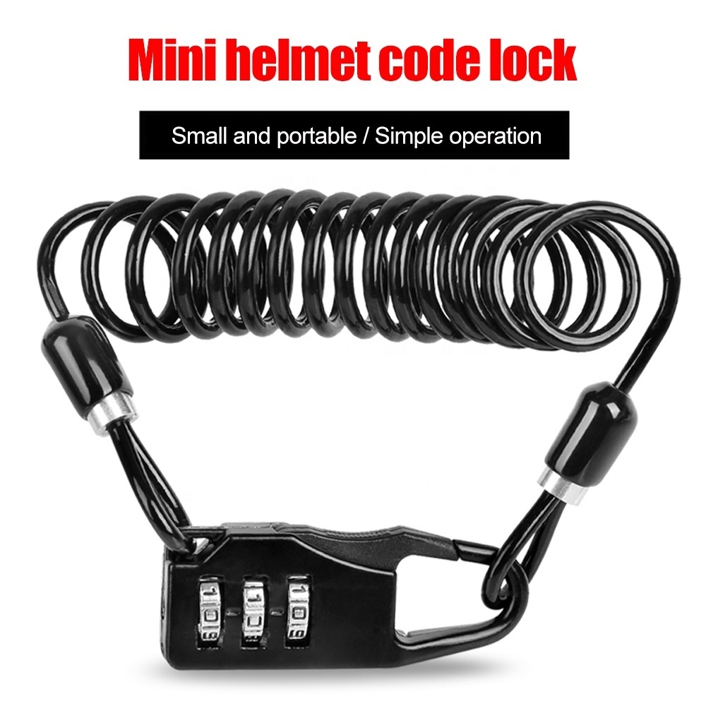 Bicycle Accessories Mini Bike Lock MINI Cycling Helmet Bicycle Cable Lock 3 Digit Combination Anti-theft Motorcycle Bicycle Lock