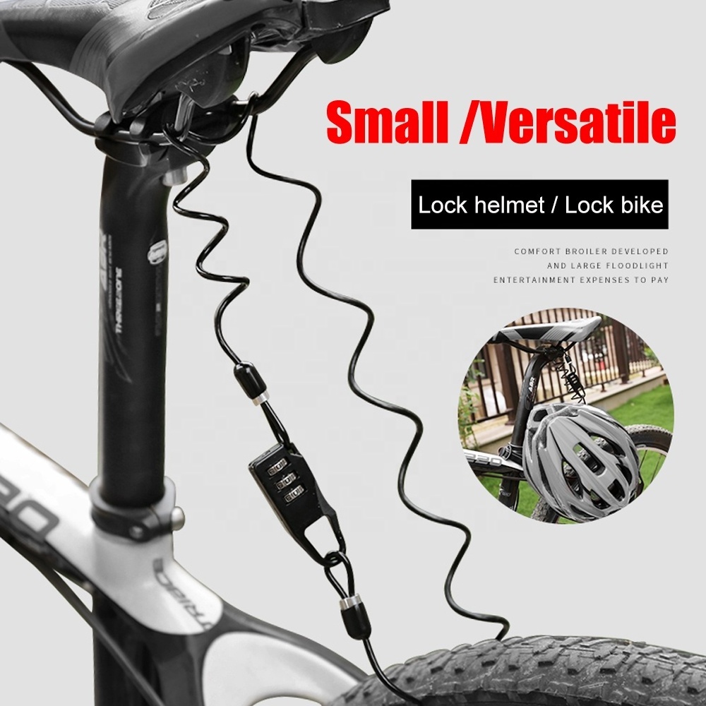 Bicycle Accessories Mini Bike Lock MINI Cycling Helmet Bicycle Cable Lock 3 Digit Combination Anti-theft Motorcycle Bicycle Lock