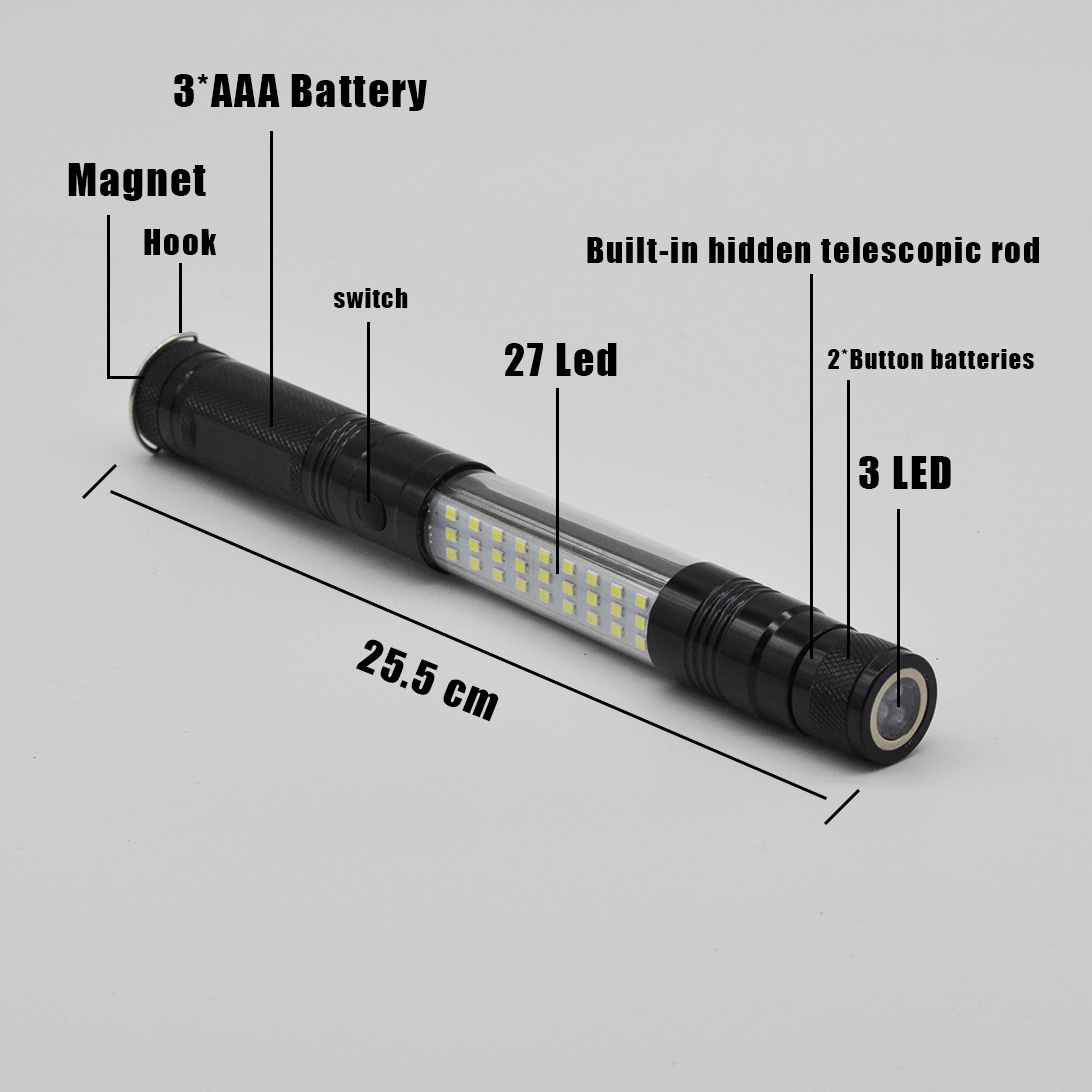 Portable LED Telescopic Extensible Led Flashlight Magnetic Head Pick Up Tool Lamp Flexible led magnetic flashlight