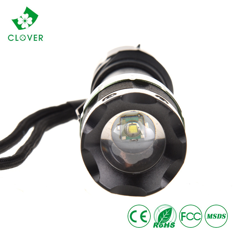 Zoomable Led Flashlight Lanterna De Led Camping Aluminum High Performance 800 Lumen 30 12 IP67 Clover Aluminum Alloy Emergency