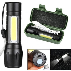 Clover EDC Portable mini Aluminum COB Tactical Torch,Zoomable Torch Waterproof LED USB rechargeable Flashlight