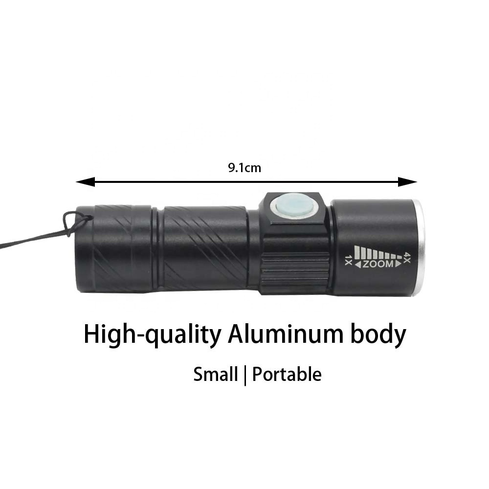 High Power Built-in USB Rechargeable Flashlight Torch, Super Bright Portable EDC Zoom Powerful Torch Tactical Led Flashlight 50