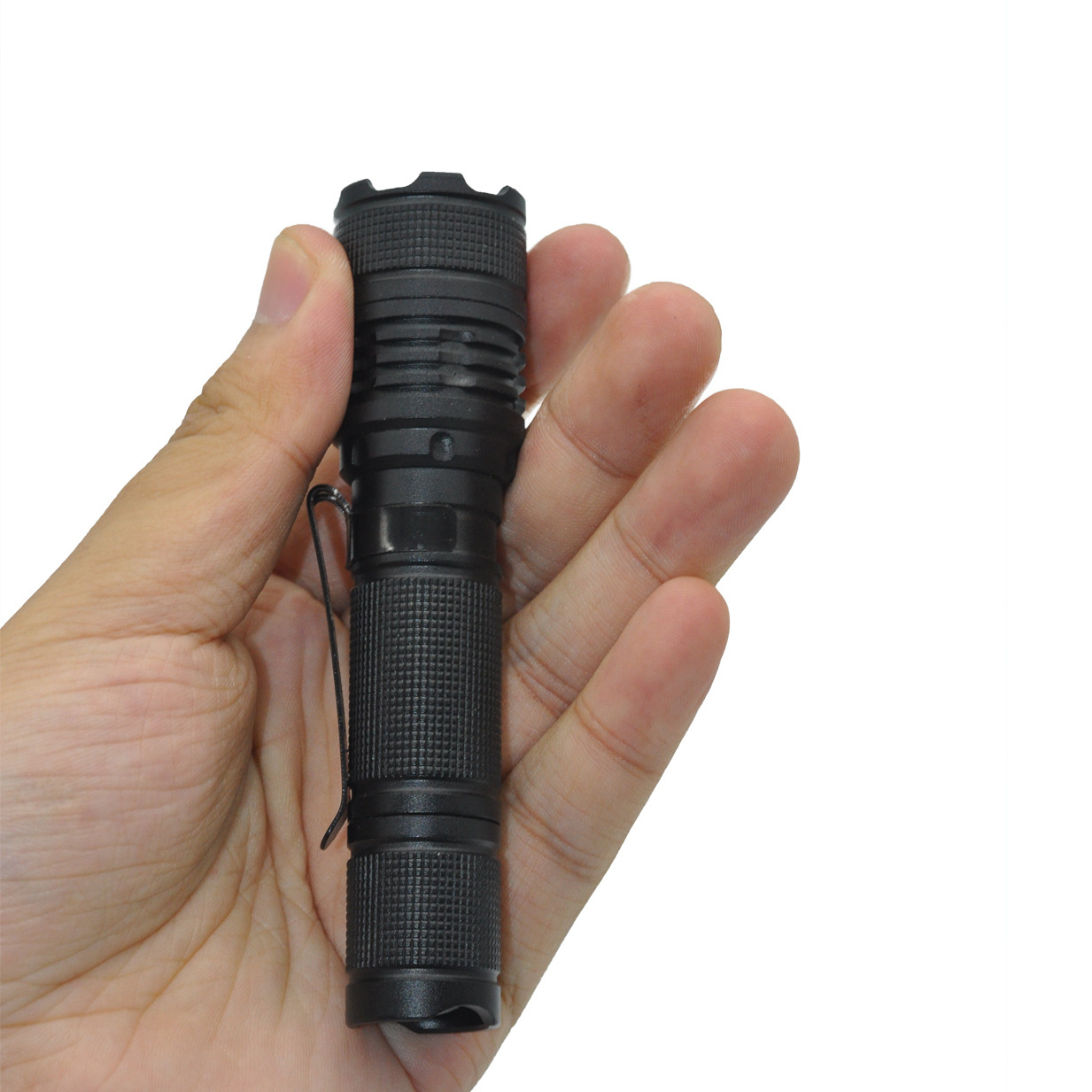 Handheld LED Torch Light Waterproof Zoomable mini Portable AA Flashlights with clip