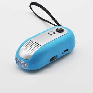 FM radio manual rechargeable 3 Led dynamo torch emergency hand crank flashlight