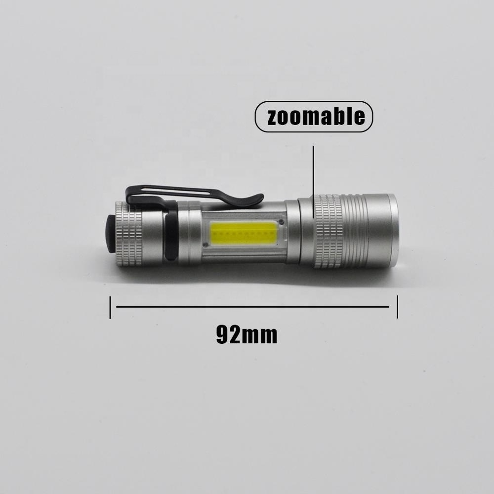 Small Aluminum COB torch Pen Clamp Portable pocket  Mini LED Flashlight with clip