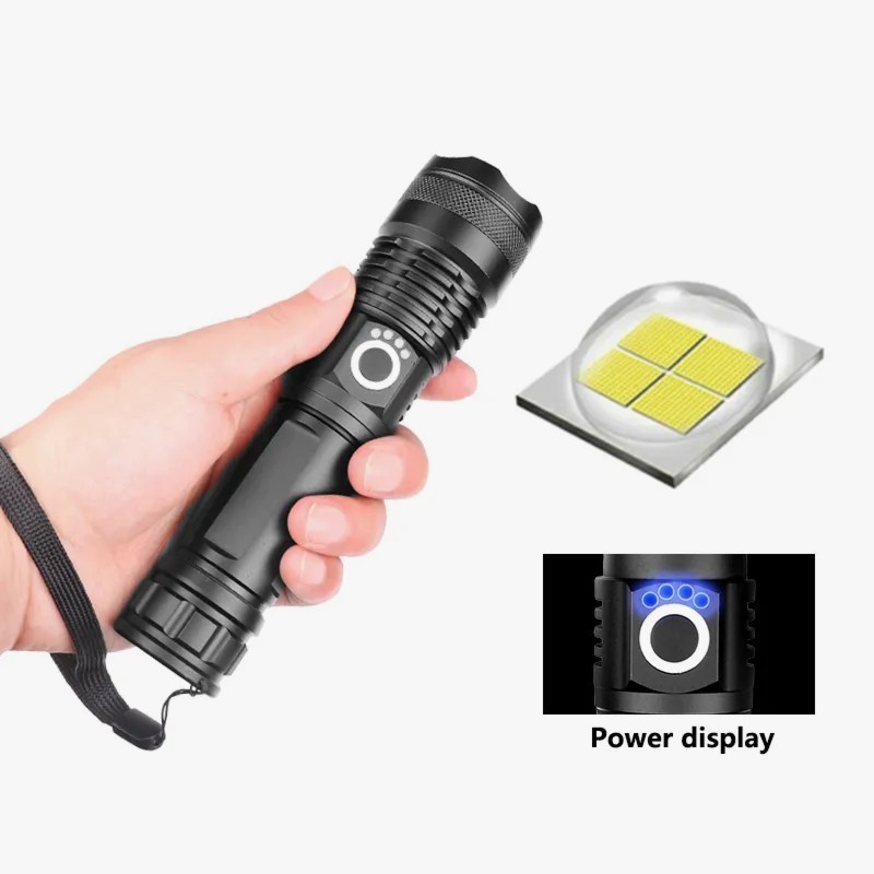 Clover XHP50 Most Powerful Flashlight 5 Modes Usb Zoom Torch Waterproof 3000 High Lumens USB Rechargeable Tactical Flashlights