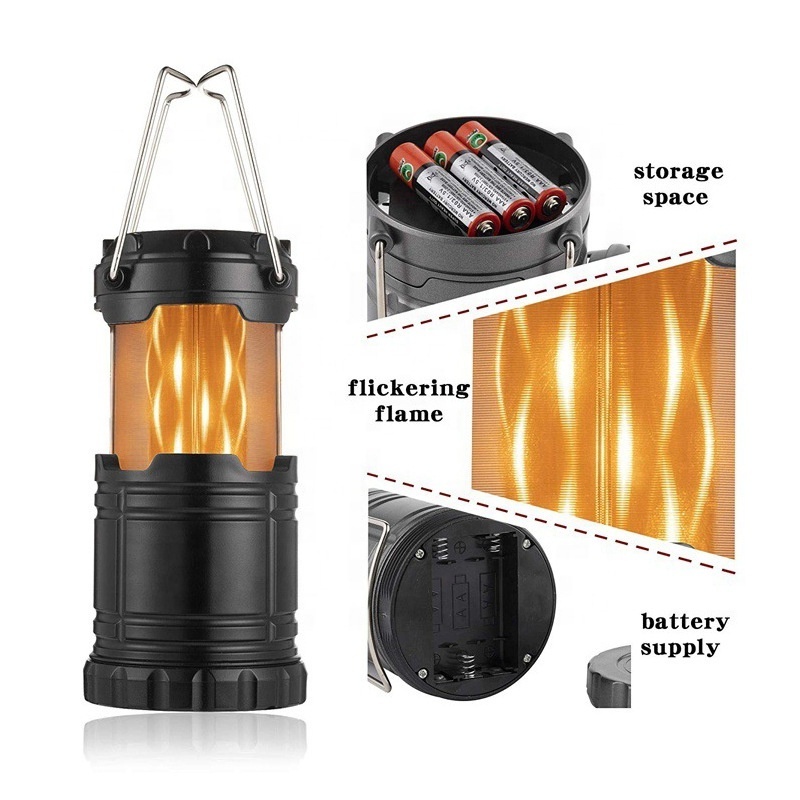 Clover Flame Lantern AA Battery outdoor Romantic light steel handle camping lamp 3 W LED portable drop shipper flame lantern