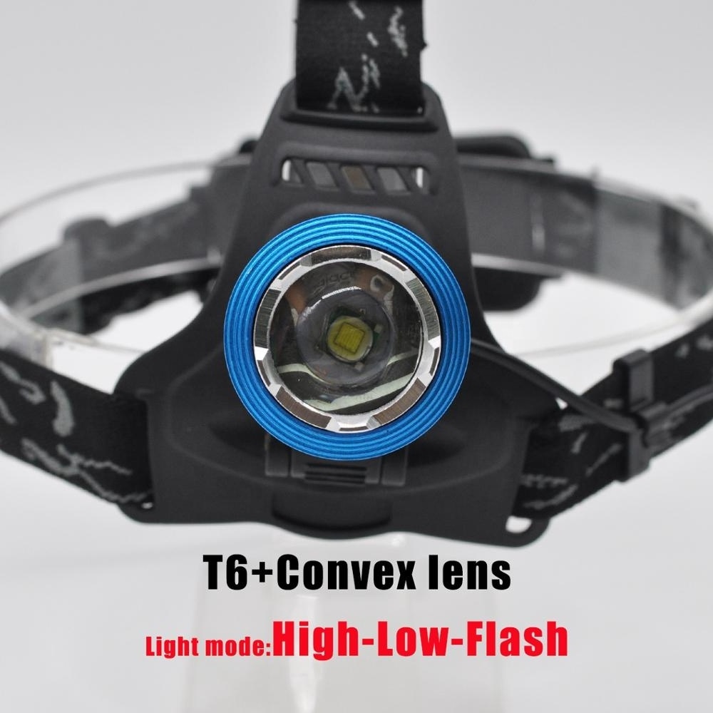 Clover high power head lamp Blue rechargeable led head torch waterproof Zoom 10W T6 LED 18650 battery led headlamp