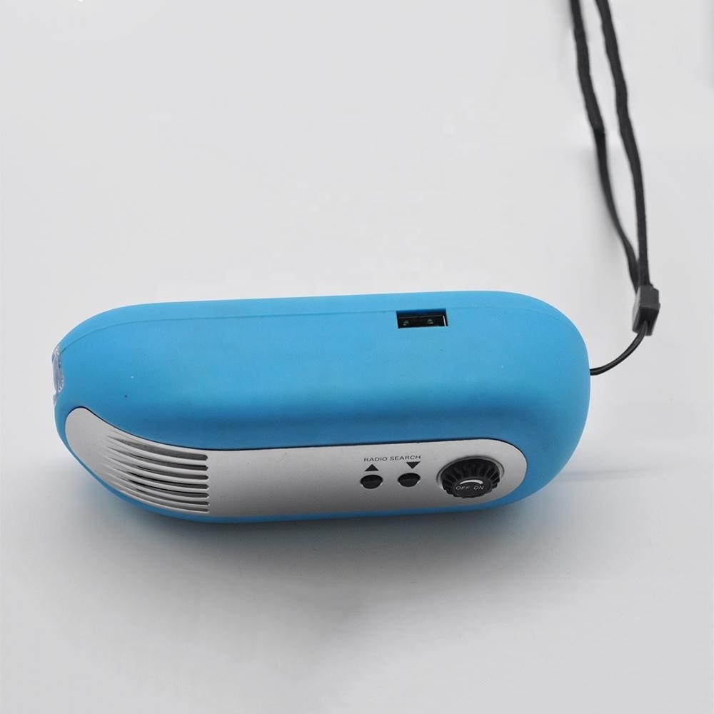 FM radio manual rechargeable 3 Led dynamo torch emergency hand crank flashlight