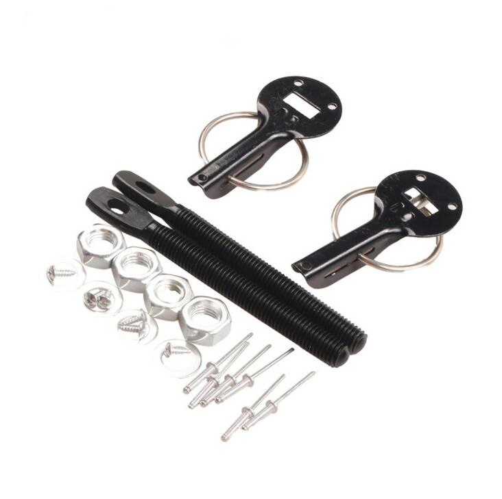 YH1992 Hood Pin Lock Kit Universal Bonnet Hood Pin Pins Lock Latch Kit Fit for Racing Sport Car(Black)