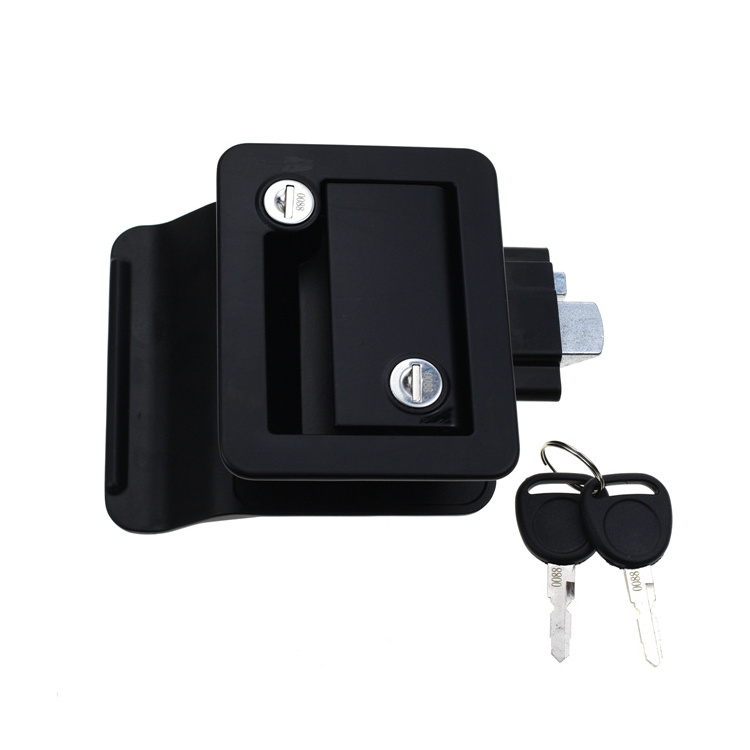 YH1526 Travel Trailer Door Lock  RV Travel Trailer Entry Door Lock With Paddle Deadbolt Black  Latch Security Lock