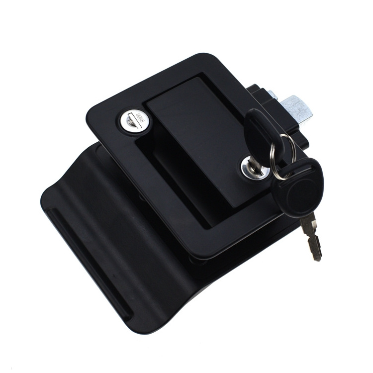 YH1526 Travel Trailer Door Lock  RV Travel Trailer Entry Door Lock With Paddle Deadbolt Black  Latch Security Lock