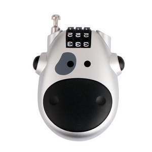 YH9126  Retractable Milk Cow shape Lock 3 Digit number cute cow cartoon lock combination Ski travel bag luggage bicycle lock