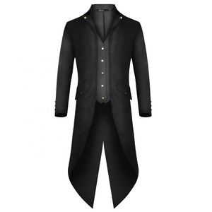 Wholesale Halloween Men's Steampunk Vintage Tailcoat Jacket Gothic Victorian Cosplay Frock Coat Uniform Vampire Costume